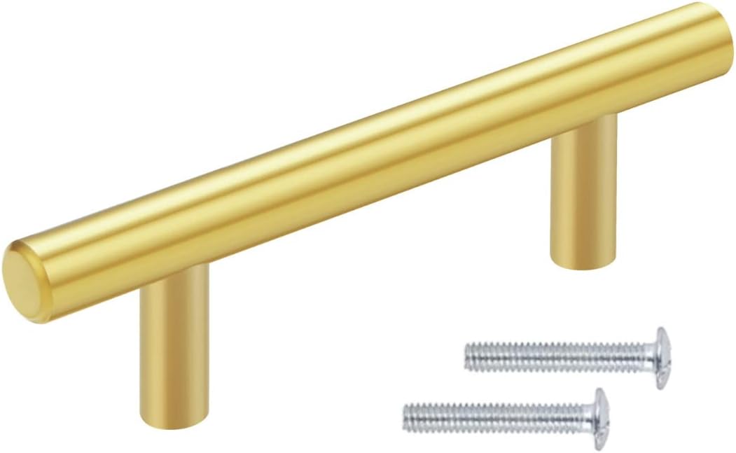 Jaladera Manija De Barra Hueca 18.8 cm Latón Brillante Con Tornillos