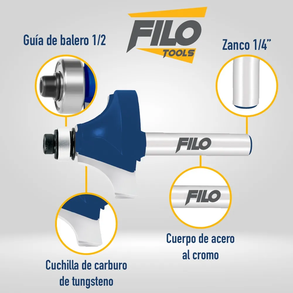 Broca Para Router 1'' Rebajadora de Madera con Moldura 1 Pieza