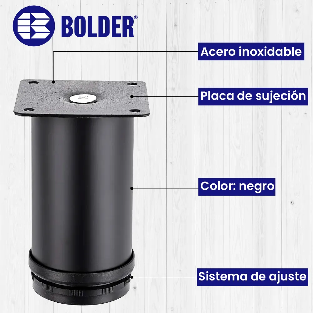 Patas Para Sofá Altura Ajustable 100-110 mm Con Tornillos 4 Piezas Negro Mate
