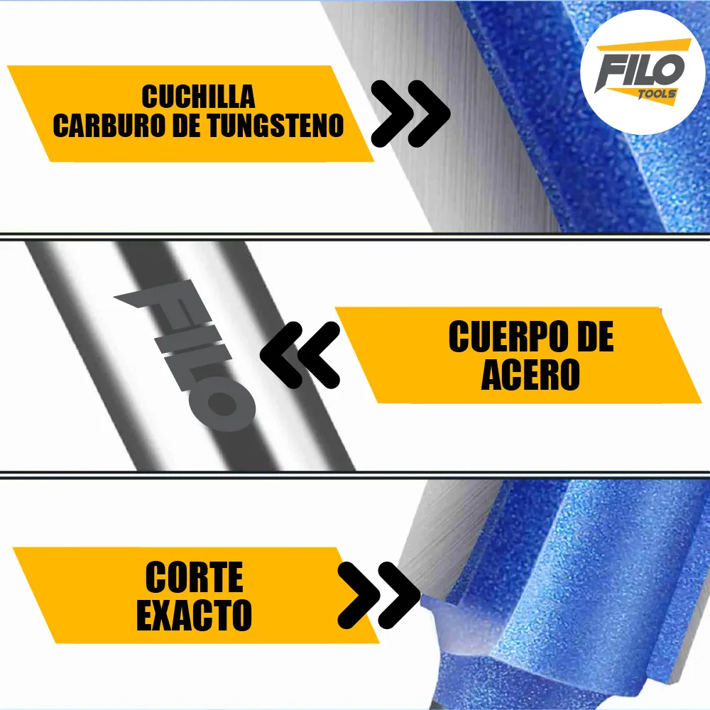 Broca Acanaladora Router Diámetro 1" Zanco 1/2" Corte 30 mm