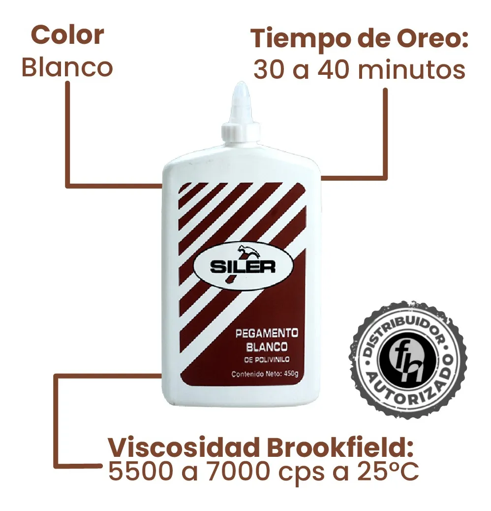 Pegamento Blanco Madera B250 Siler Etiqueta Café 250 g