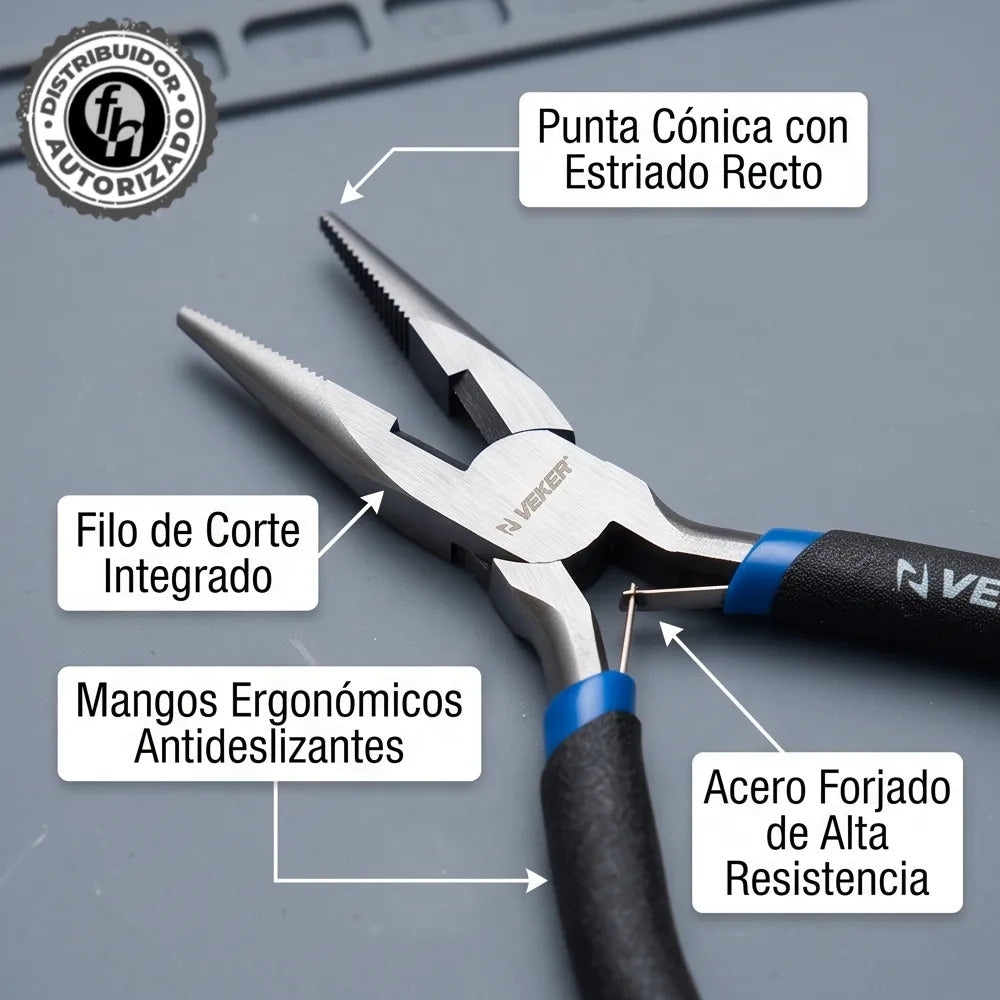 Mini Pinza De Punta Y Corte Electricista 5" Pulgadas Veker 12663 Alicate De Punta