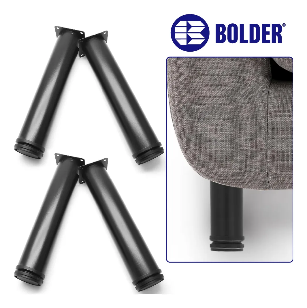 Patas Para Sofá Altura Ajustable 200-210 mm Con Tornillos 4 Piezas Negro Mate