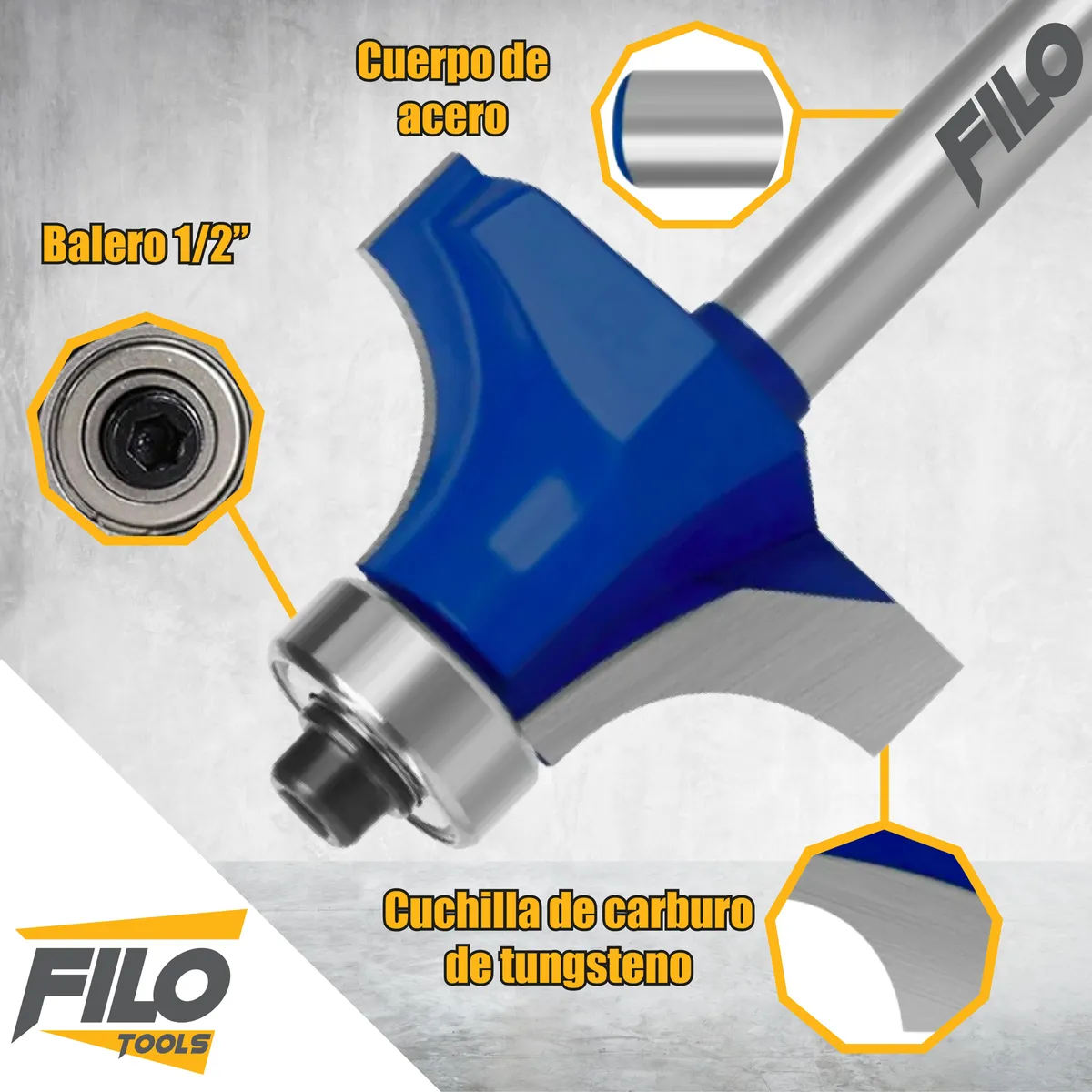 Set 5 Piezas Broca Para Router Rebajadora de Madera Redondeadora