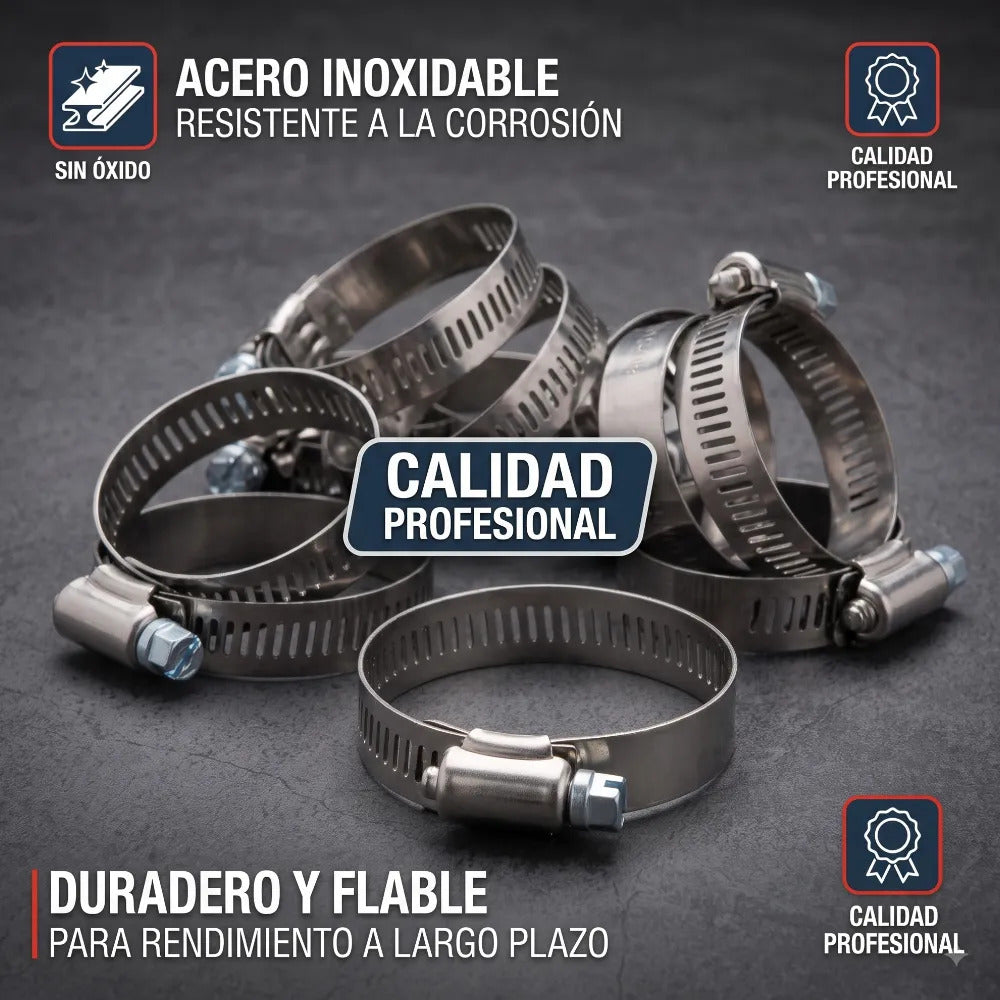 Abrazadera Reforzada 12591 Acero Inox 19-44mm Veker 10pzs