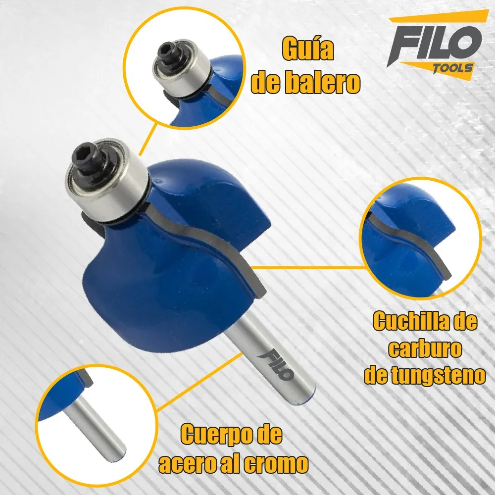 Broca Para Router 1 1/4'' Rebajadora de Madera Cuarto Bocel 1 Pieza