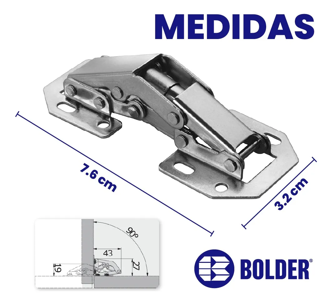 Bisagra Bidimensional Oculta Mini de Sobreponer 90° Ferrari  Easy On 30 Piezas