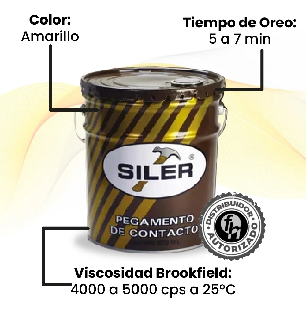 Pegamento Universal De Contacto Siler Línea Dorada 19 Litros Amarillo
