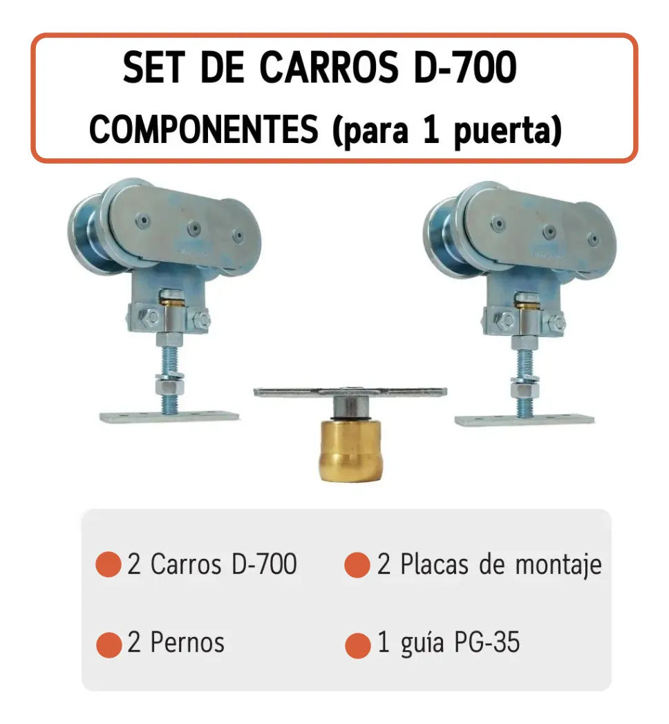 Sistema Corredizo D700 Portón Industrial 700 kg Kit Ducasse