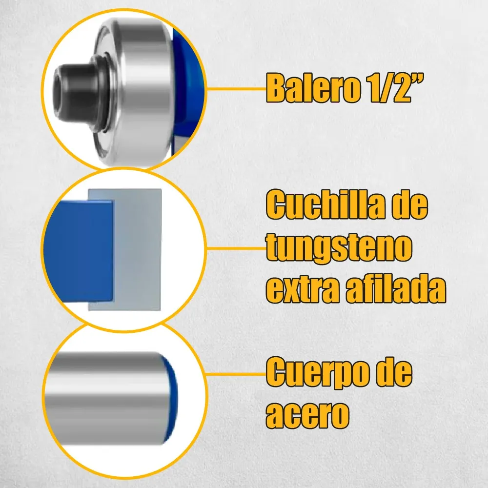 Set 3 Piezas Broca Para Router Rebajadora de Madera Corte T