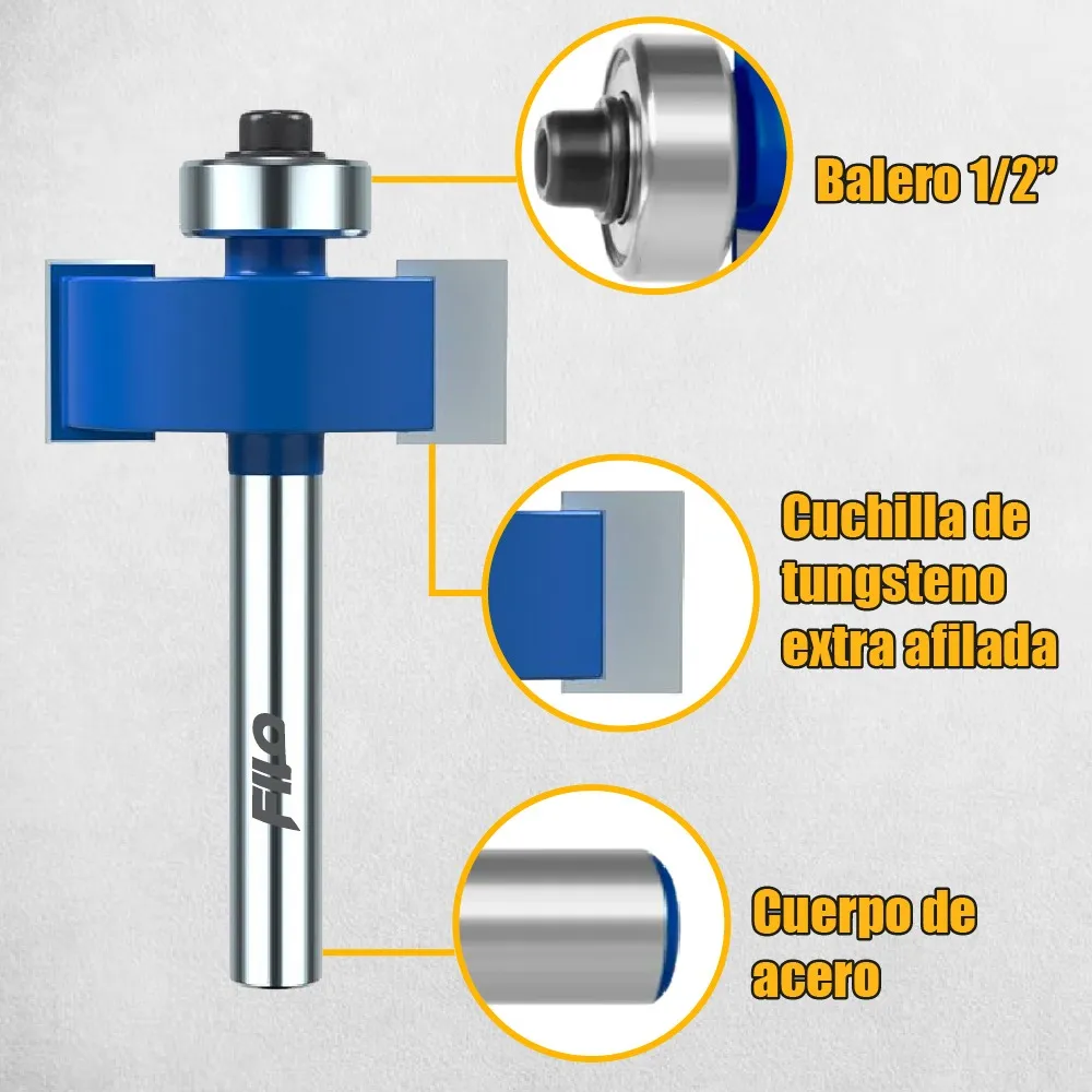 Broca Para Router Altura 12.7 mm Rebajadora de Madera Corte T 1 Pieza
