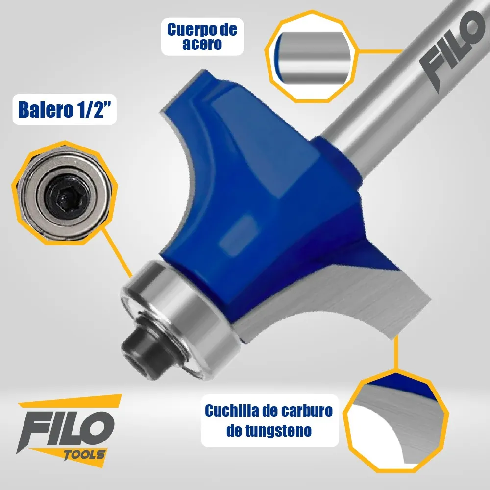 Broca Para Router 1 1/8'' Rebajadora de Madera Redondeadora 1 Pieza