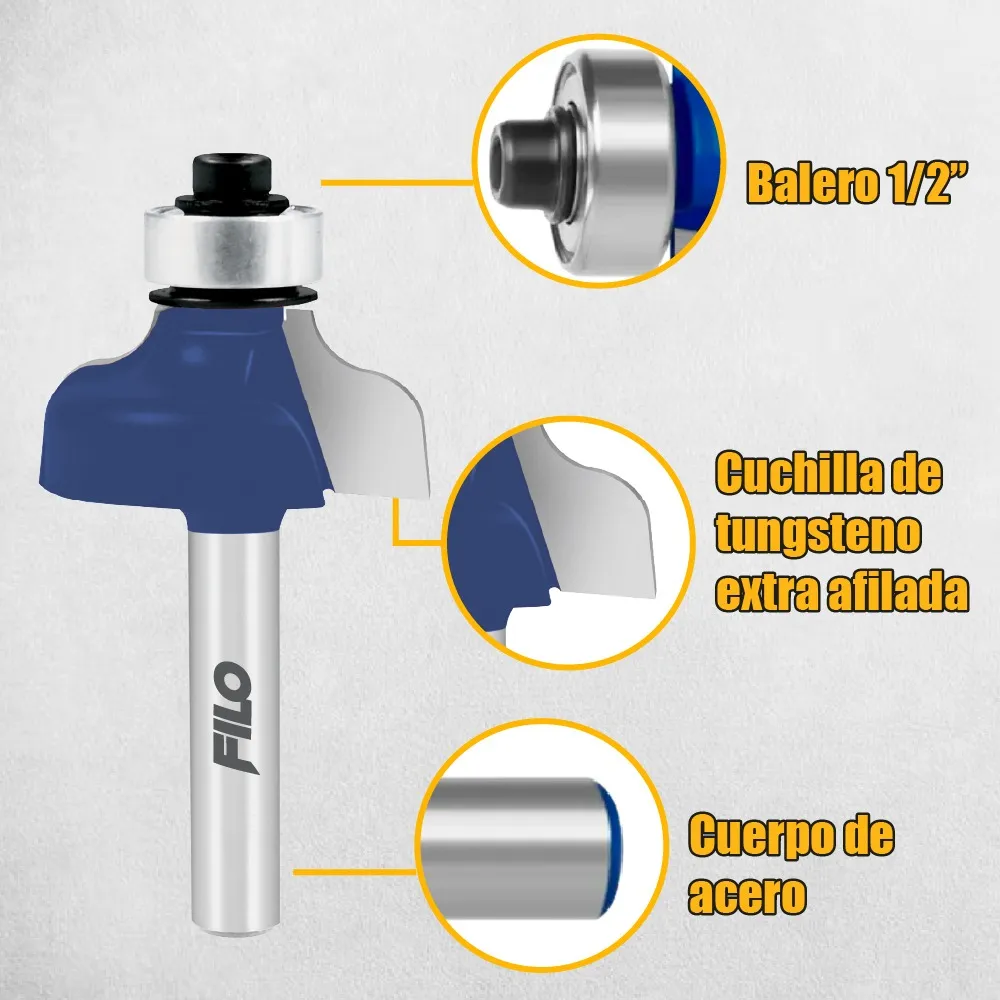 Broca Para Router 1 1/8'' Rebajadora de Madera Pecho Paloma con Balero 1 Pieza