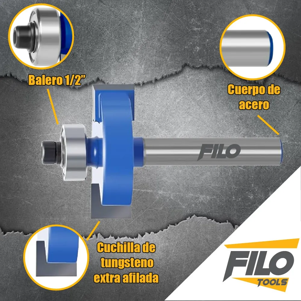 Broca Para Router Altura 6.35 mm Rebajadora de Madera Corte T 1 Pieza