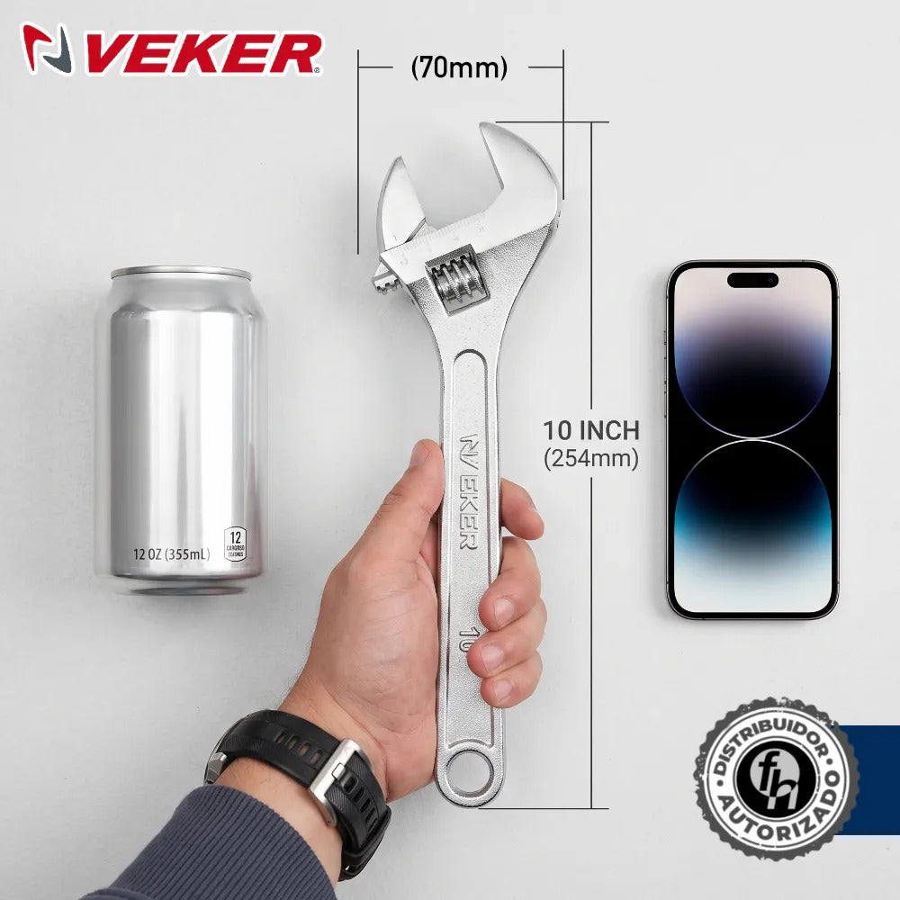 Llave Perico Ajustable 10 Pulgadas Pavonada Veker 12472