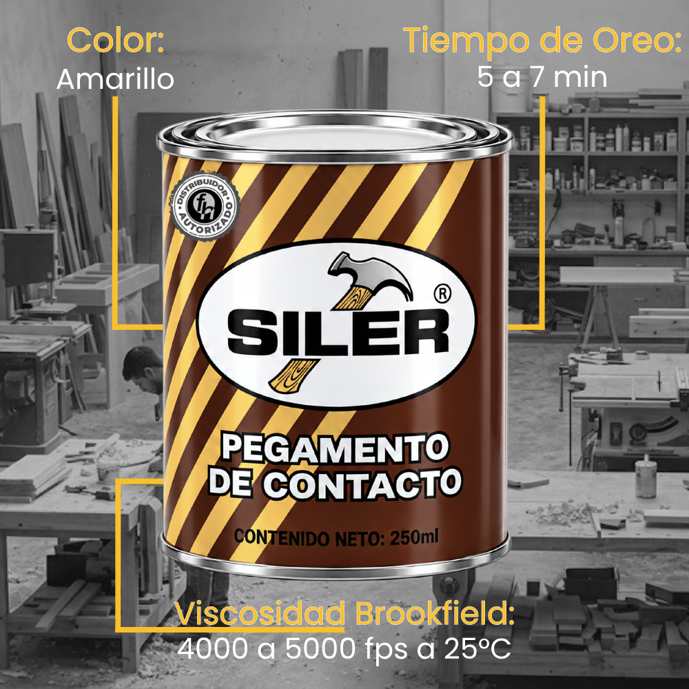 Pegamento Universal De Contacto Amarillo Siler Línea Dorada 250 ml