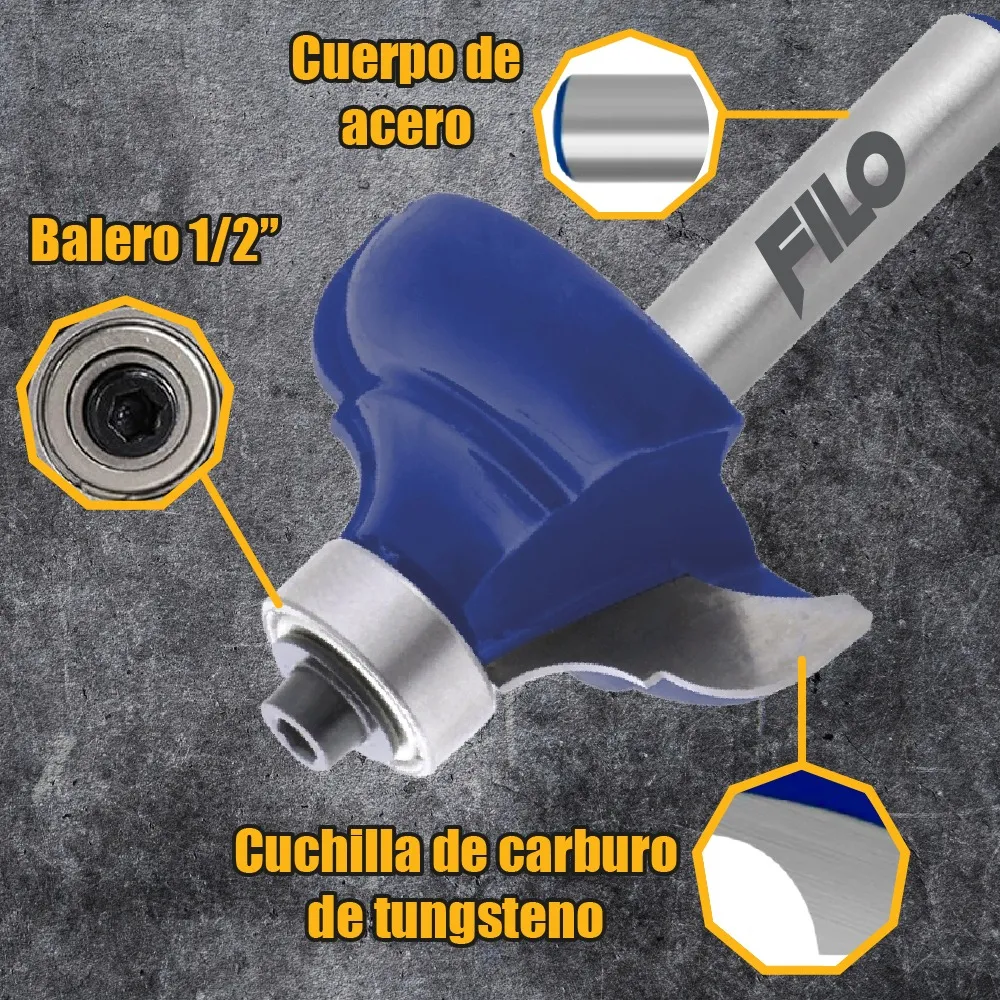 Broca Para Router 1/4'' Rebajadora de Madera Corte Clásico 1 Pieza
