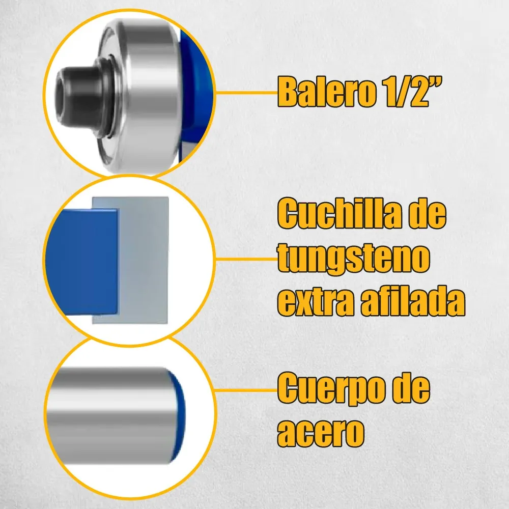 Set 3 Piezas Broca Para Router Rebajadora de Madera Pecho Paloma