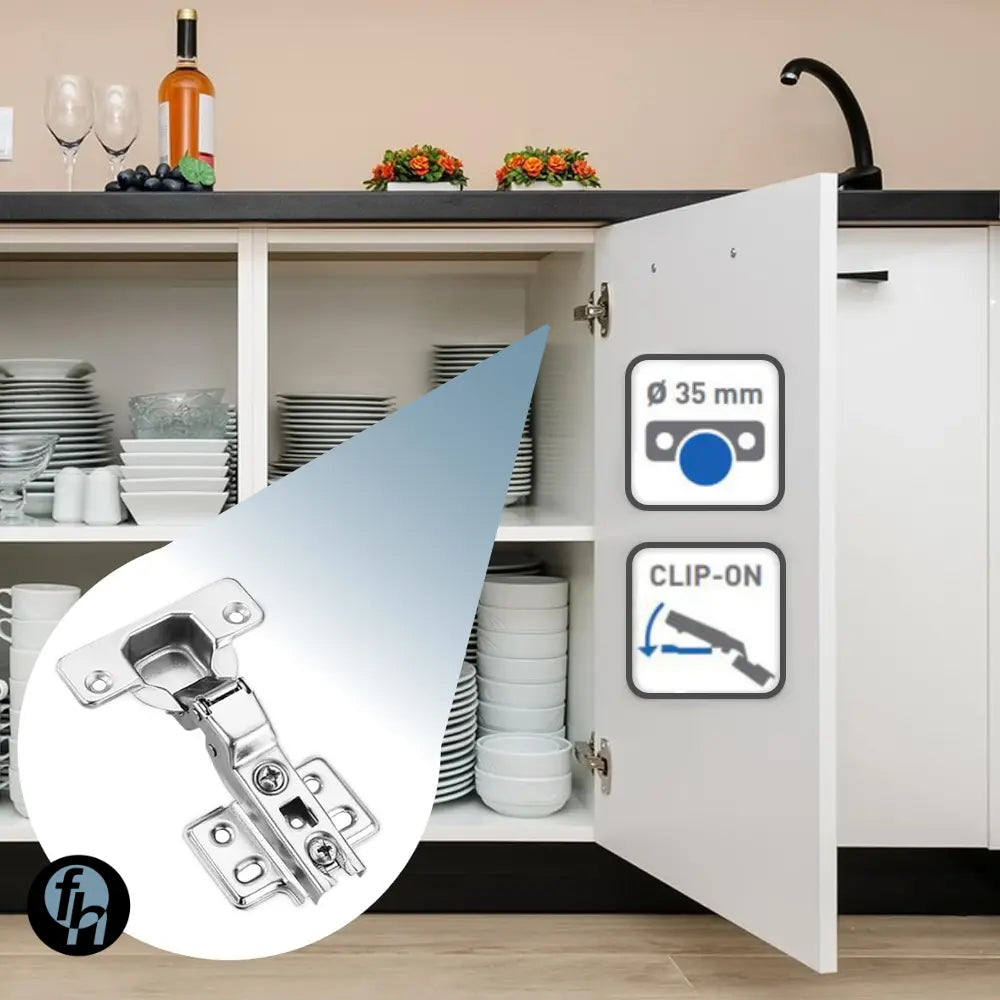 Bisagra Bidimensional 35 mm Cobertura Semi Curva/Media 4 Perforaciones FH