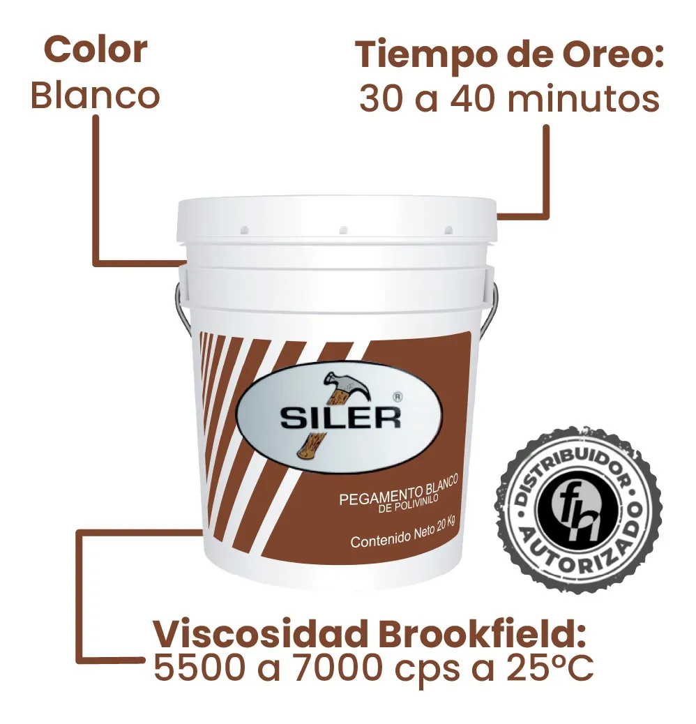 Pegamento Blanco Para Madera B20 Siler Etiqueta Café 20 kg