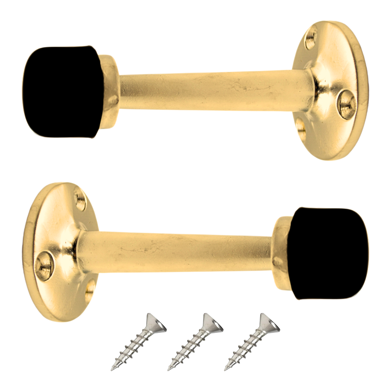 Tope Recto De Pared Latón Brillante Con Tornillos