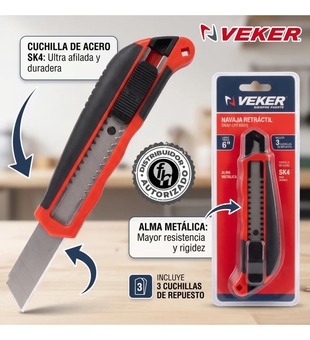 Cutter Reforzado Profesional Alma Metálica Y Repuestos 12201