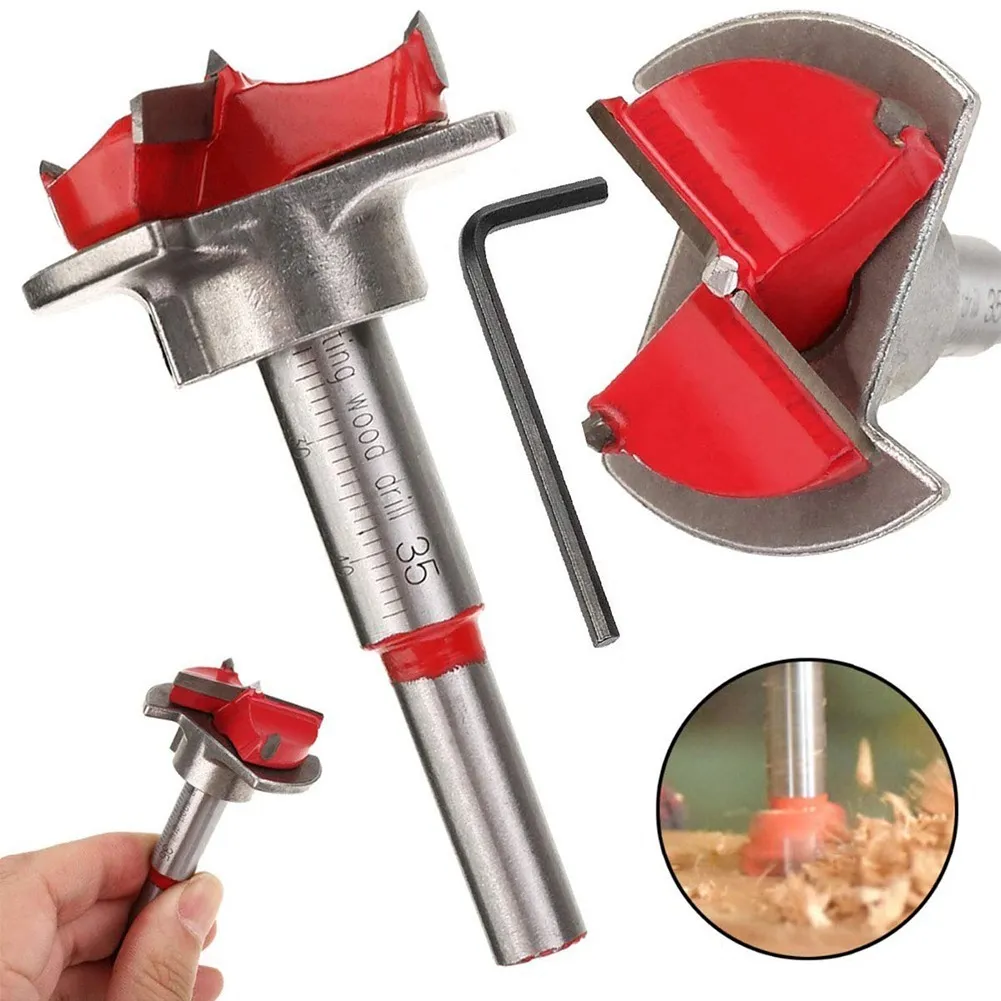 Broca Forstner 35 mm Para Madera Carburo De Tungsteno Con Tope Ajustable