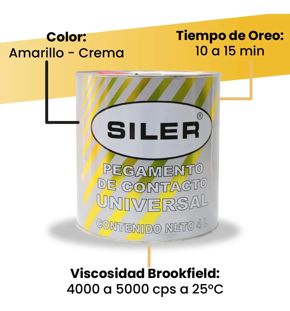 Pegamento Universal De Contacto Siler Amarillo 4 Litros