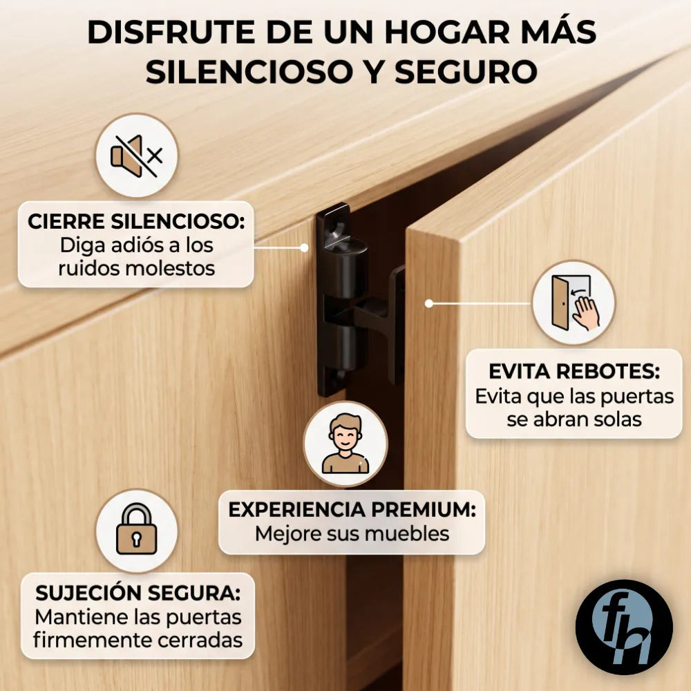 Resbalon Broche Doble Bala Puertas Chico 42 mm Negro 10 pzs Pestillo de Puerta de Gabinete Cierre de Doble Bola Rodillo de Tensión para Puertas de Gabinete, Armario y Muebles