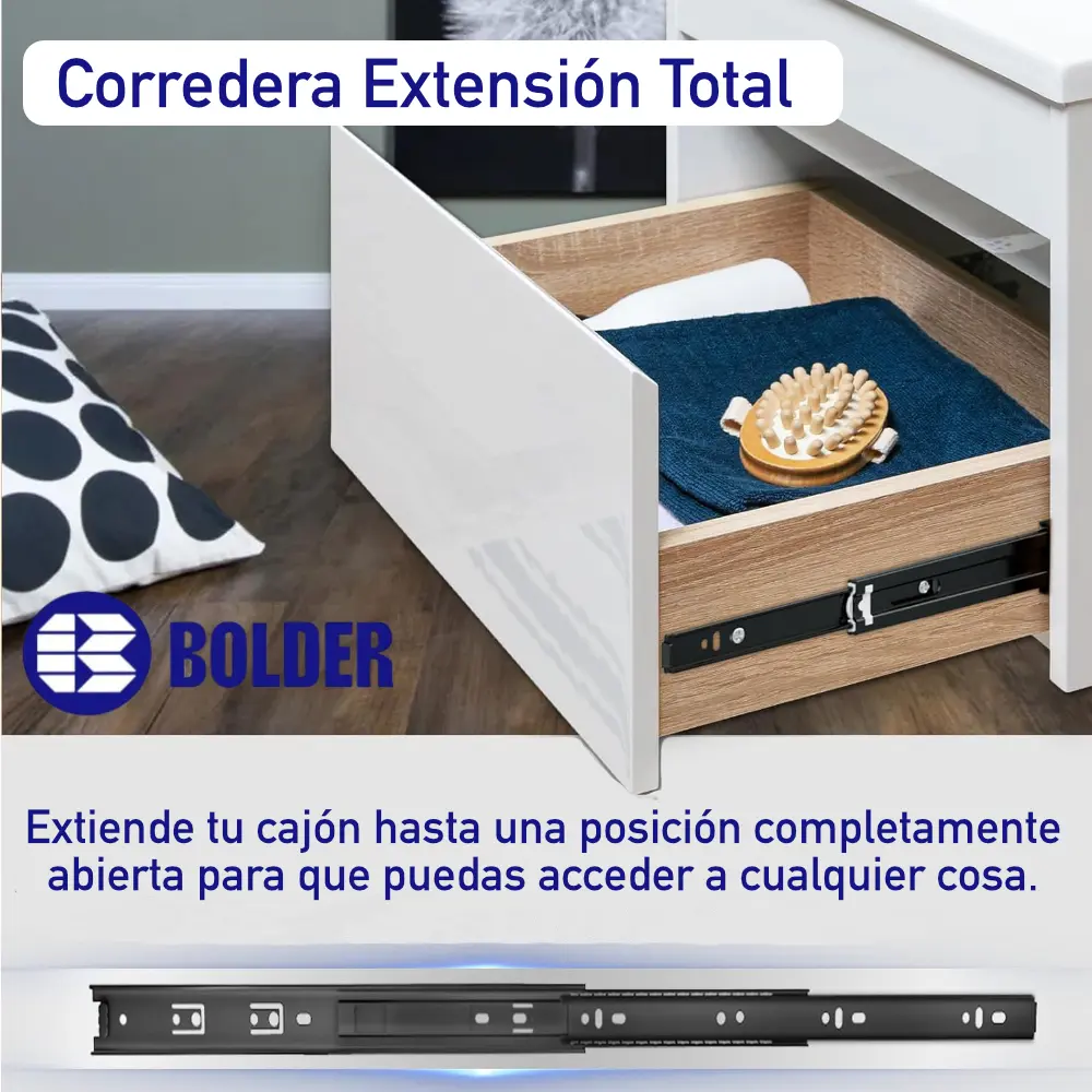 Corredera De Extensión Total 3.5 cm Negro Mate