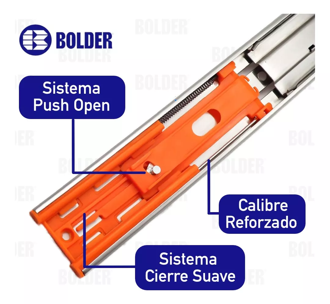 Corredera de Extensión Dual Push Open Cierre Suave 35 cm