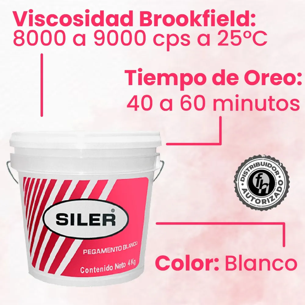 Pegamento Blanco Artesanal Etiqueta Rosa Siler 4 kg
