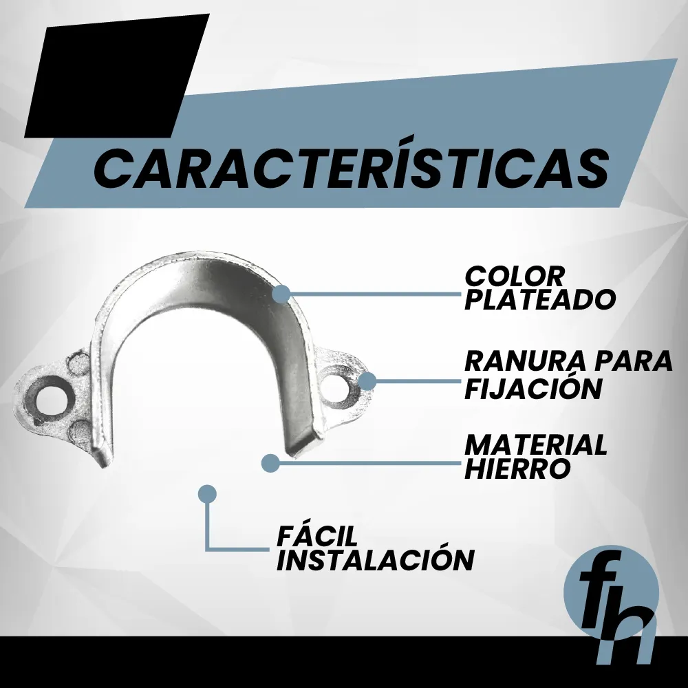 Brida Cocol Para Tubo Redondo 1'' Abierta Acabado Niquelado 2 Piezas