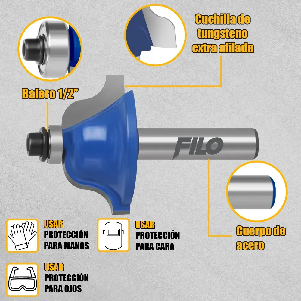 Broca Para Router 1 1/8'' Rebajadora de Madera Romana 1 Pieza