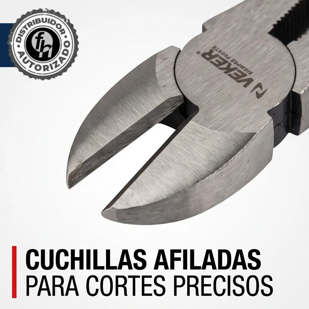 Pinza De Corte Diagonal Cables Y Alambres 6" Pulgadas Veker 12675 Alicate