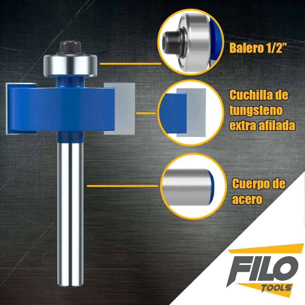 Broca Para Router Altura 9.52 mm Rebajadora de Madera Corte T 1 Pieza