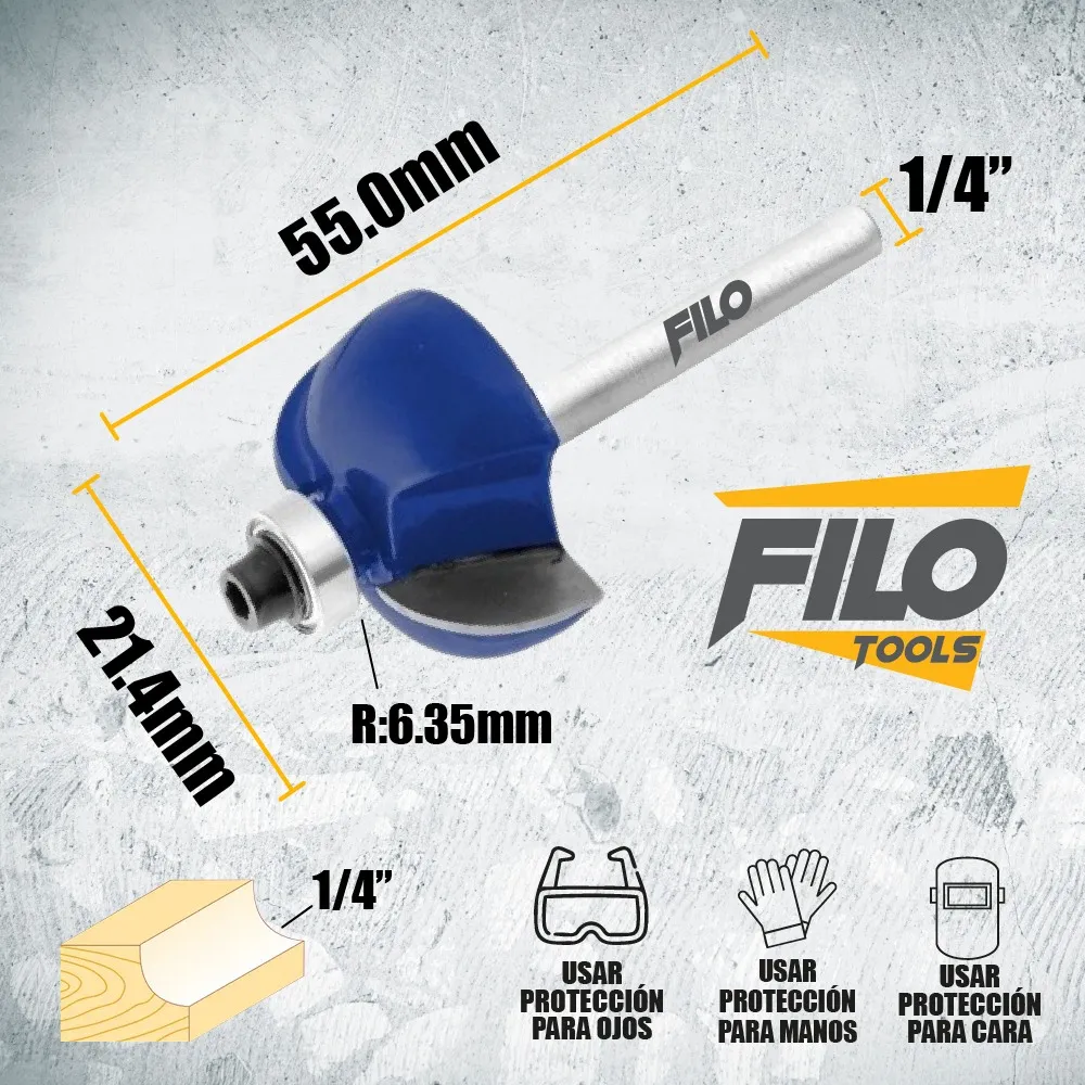 Broca Para Router 1'' Rebajadora de Madera Cuarto Bocel 1 Pieza