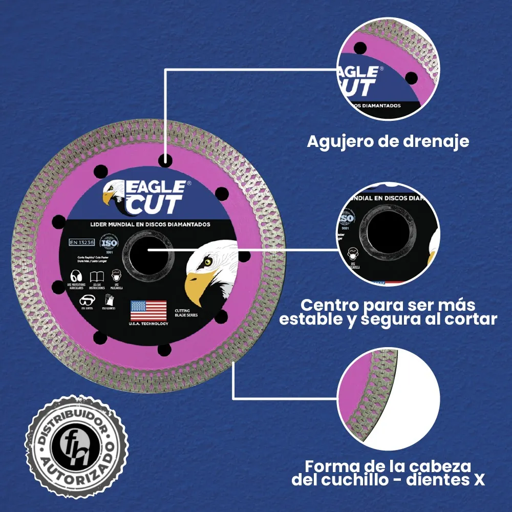 Disco Diamantado 4.5'' Corte Fino Piedra Mármol Eagle Cut Rosa