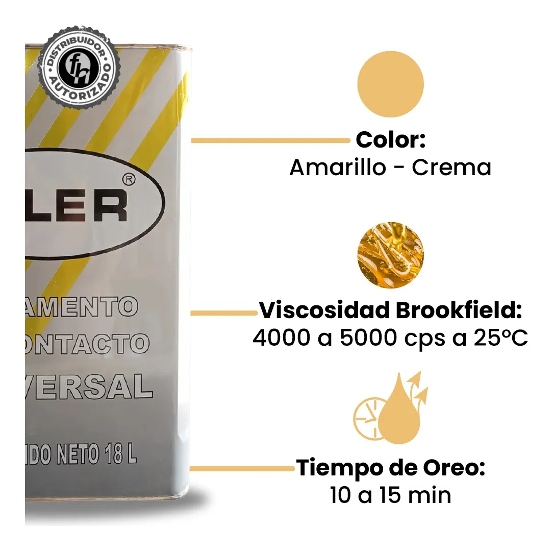 Pegamento Universal De Contacto Siler Amarillo 18 Litros