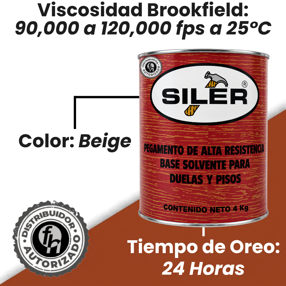 Pegamento Beige Para Duelas Y Pisos Base Solvente Siler 4 kg