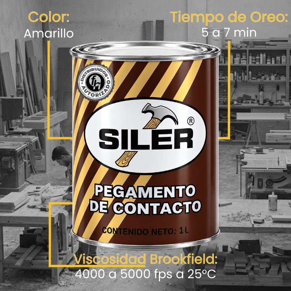 Pegamento Universal De Contacto Siler Línea Dorada 1 Litro Amarillo