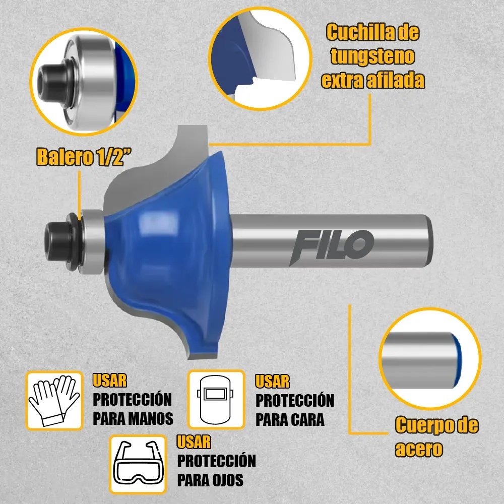 Broca Para Router 1 1/2'' Rebajadora de Madera Romana 1 Pieza