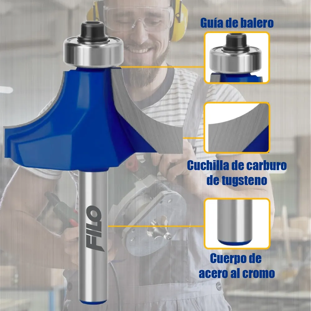 Broca Para Router 1 1/2'' Rebajadora de Madera Redondeadora 1 Pieza