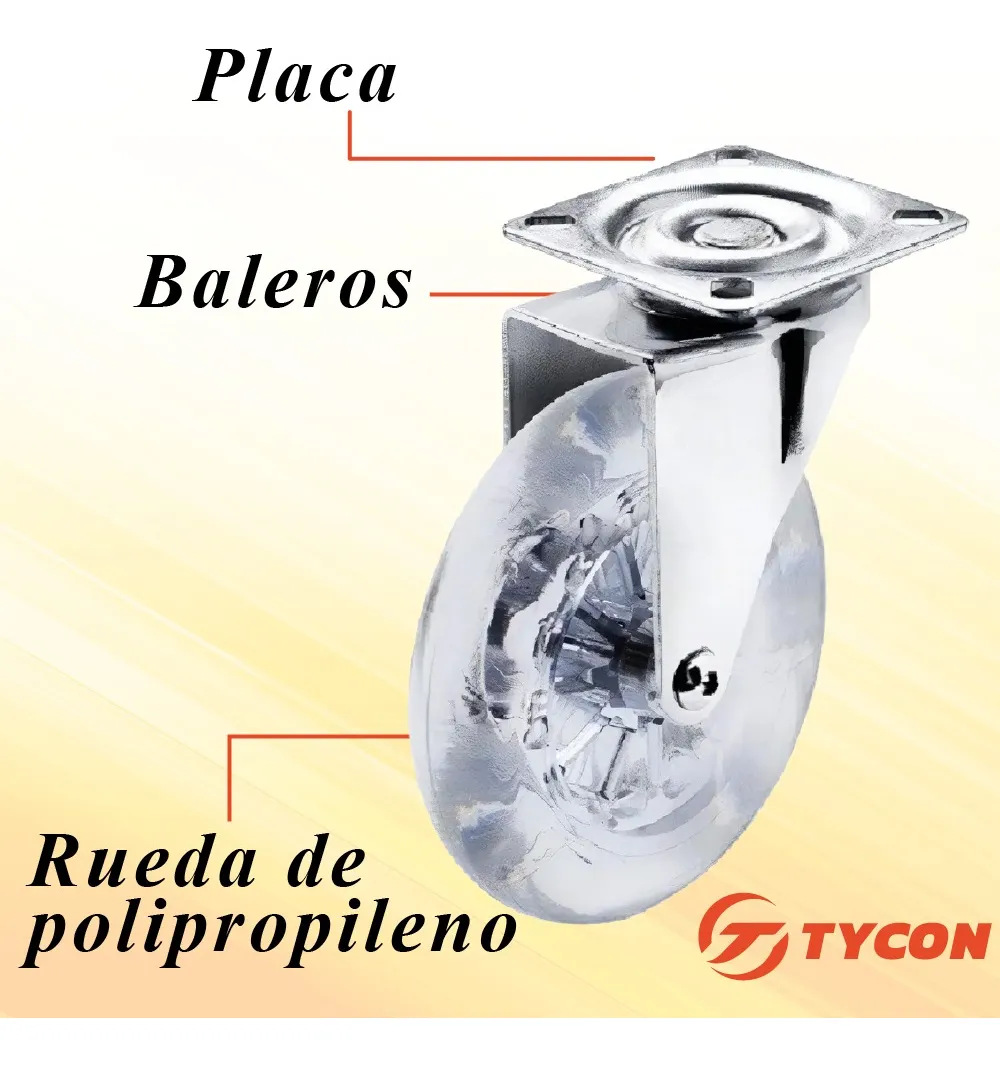 Rodaja Rueda Transparente 75 mm Con Placa Sin Freno 1 Pieza