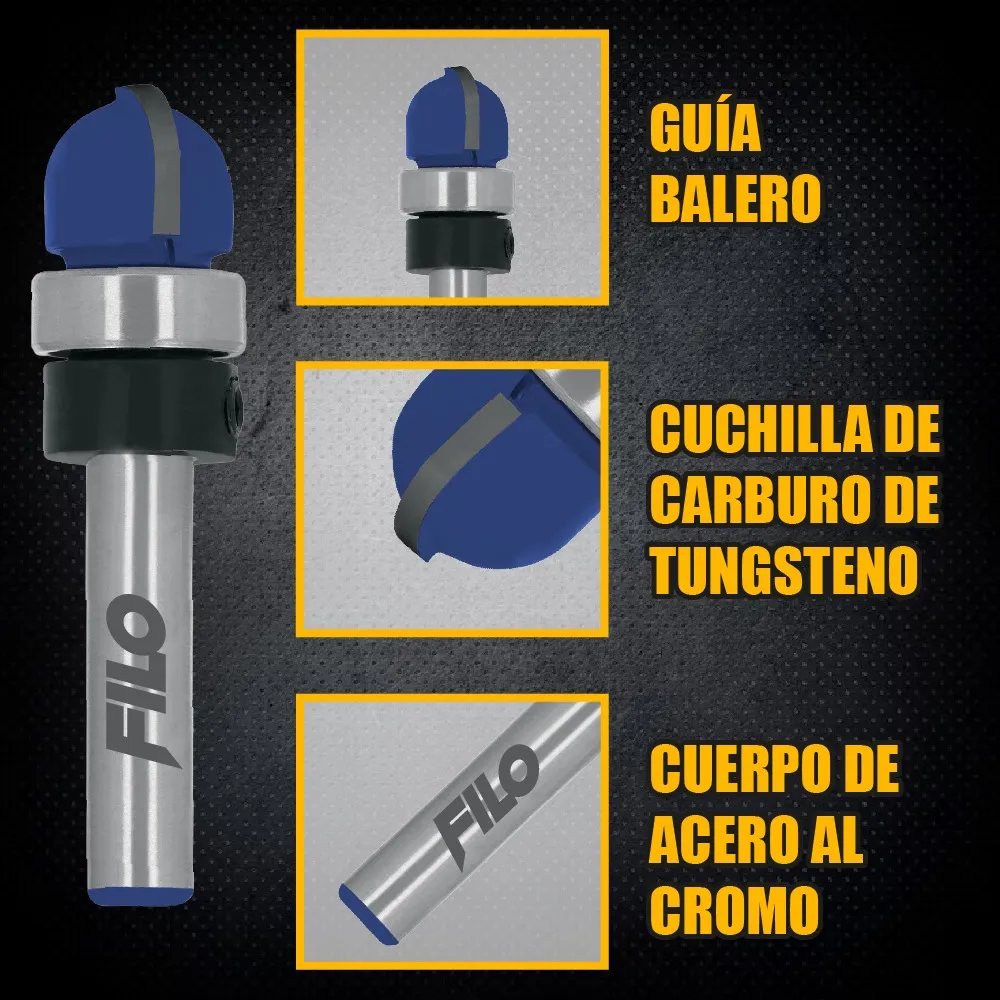 Broca Para Router 3/4'' Rebajadora de Madera Media Caña 1 Pieza