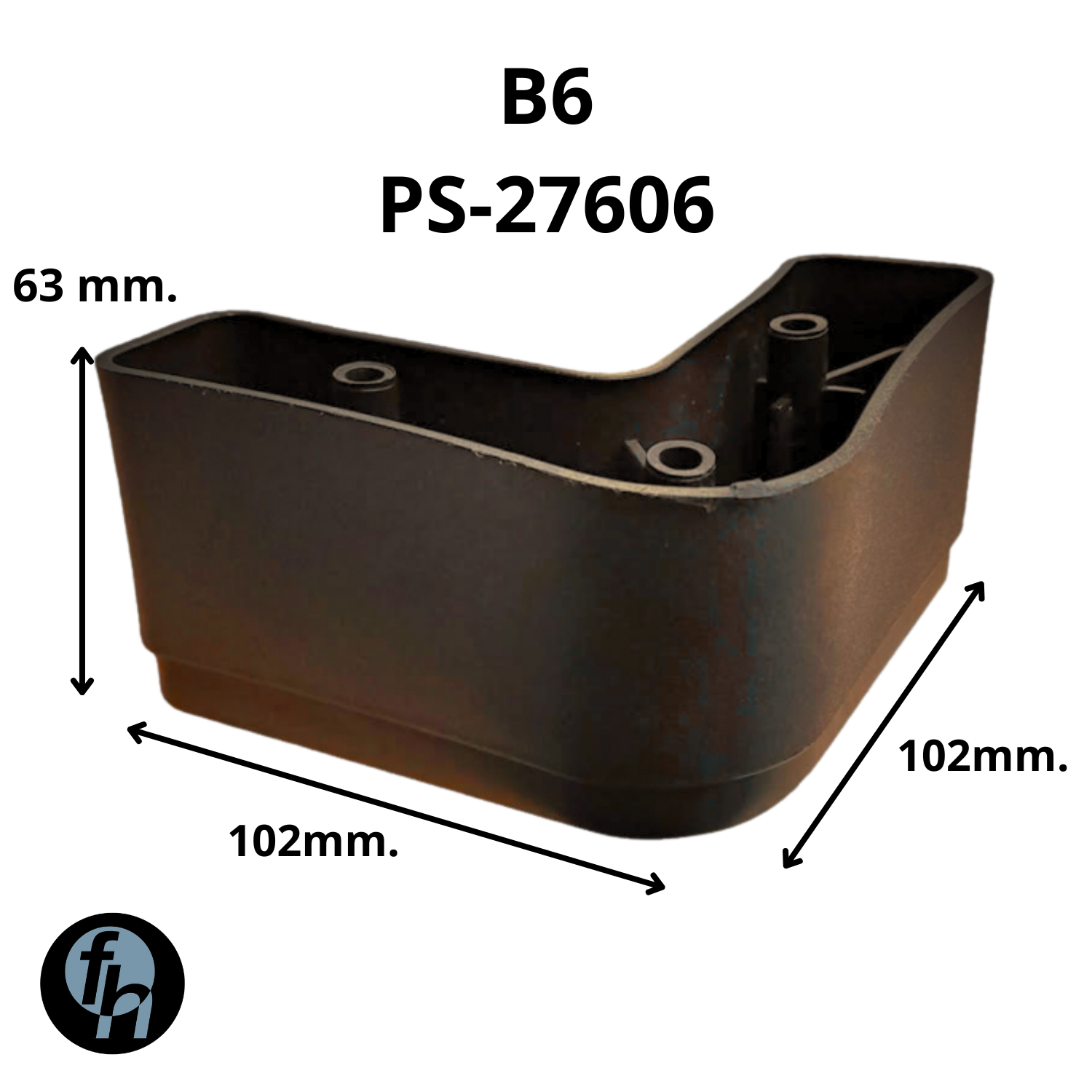 Pata Para Sofá Plástica Triangular Alta B6 Café 1 Pieza