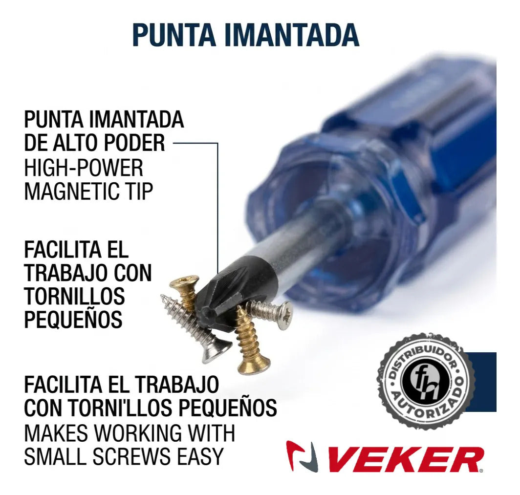 Juego Desarmadores 6pzs Mango Ergonómico 12218, Planos Y Phillips Herramienta Multiusos Destornillador de Precisión Mango PVC Punta Magnética (Copia)