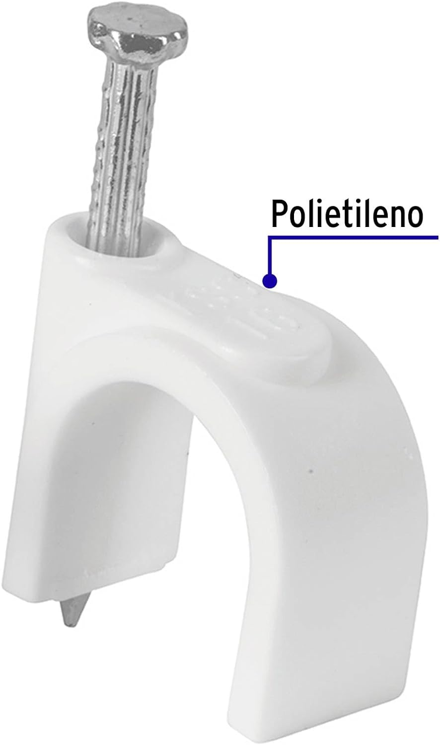 Grapa De Plástico Con Clavo Para Cable Redondo 100 Piezas