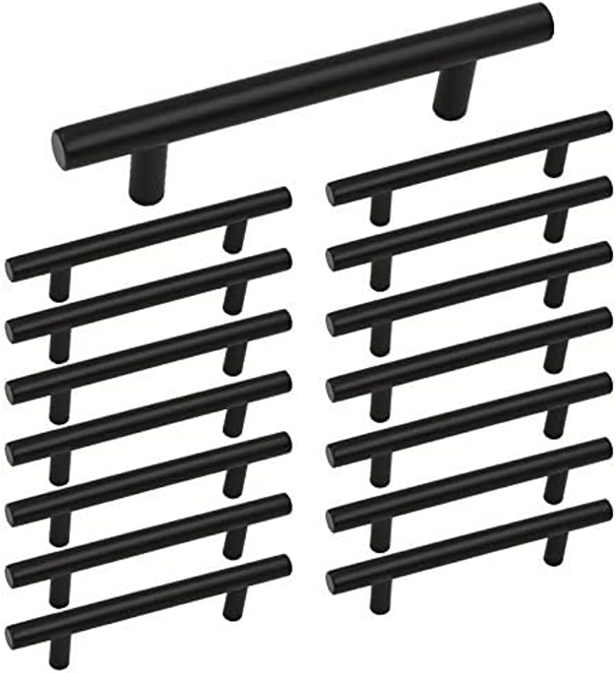 Jaladera Manija De Barra Hueca 15.6 cm Negro Mate Con Tornillos