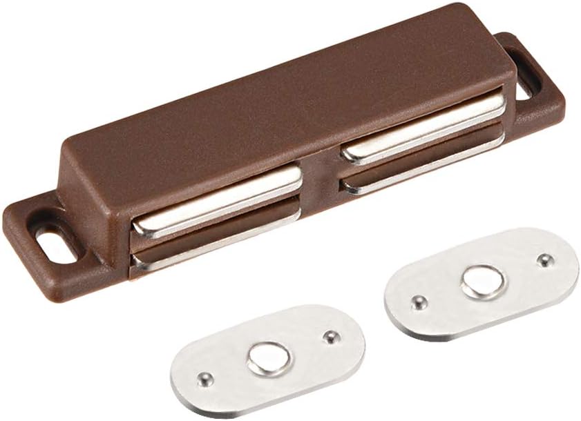 Resbalón Rectangular De Imán Doble Café Con Placa